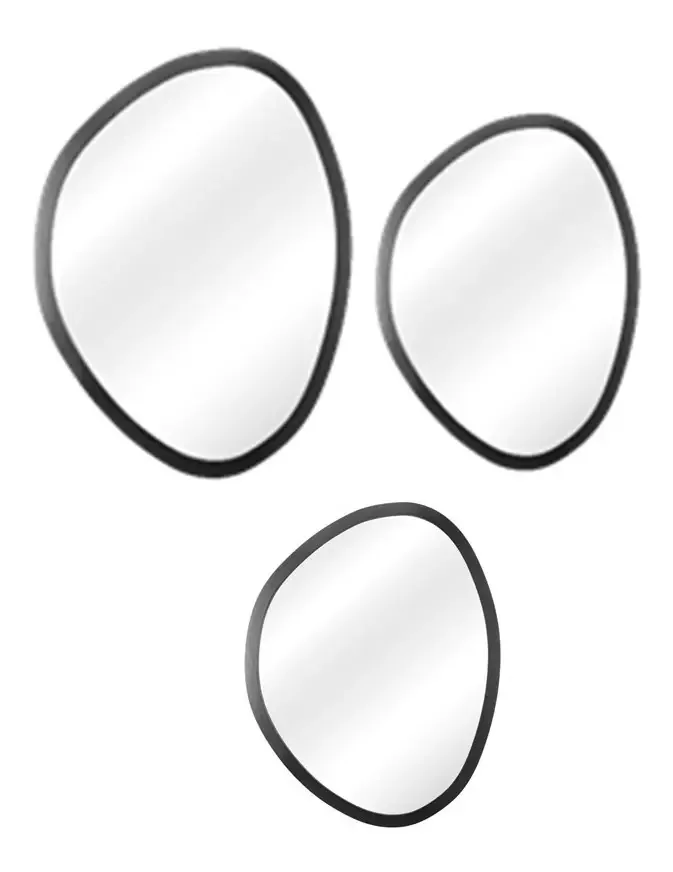 Kit de Espelhos Orgânicos Pretos para Parede – E2G Design