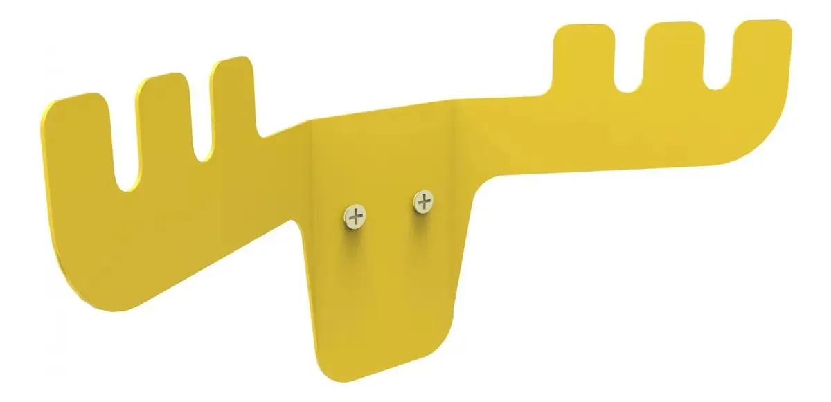 Gancho Decorativo Alce Aço Amarelo 11x25 Cm