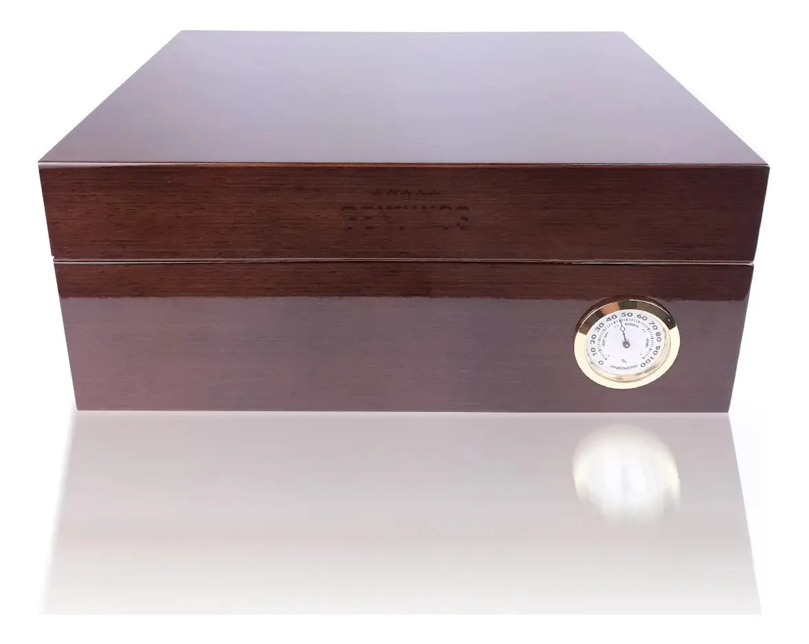 Caixa Umidora Para 25 Charutos Com Higrômetro Externo Luxo