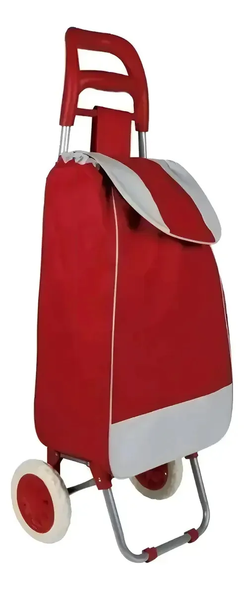 Carrinho De Compras Feira Dobrável C/ Rodas Suporta 30 Kg Vermelho Luxkitch