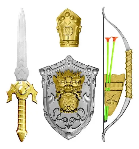 Brinquedo Guerreiro 3 Em 1 Espada Escudos E Arco E Flecha