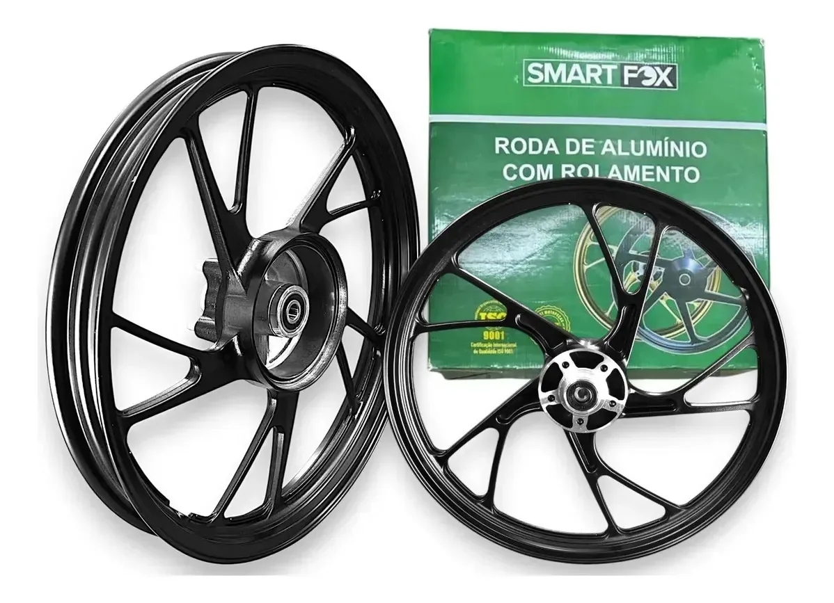 Par de Rodas Liga SmartFox para CG Titan Fan com Freio a Disco Preto