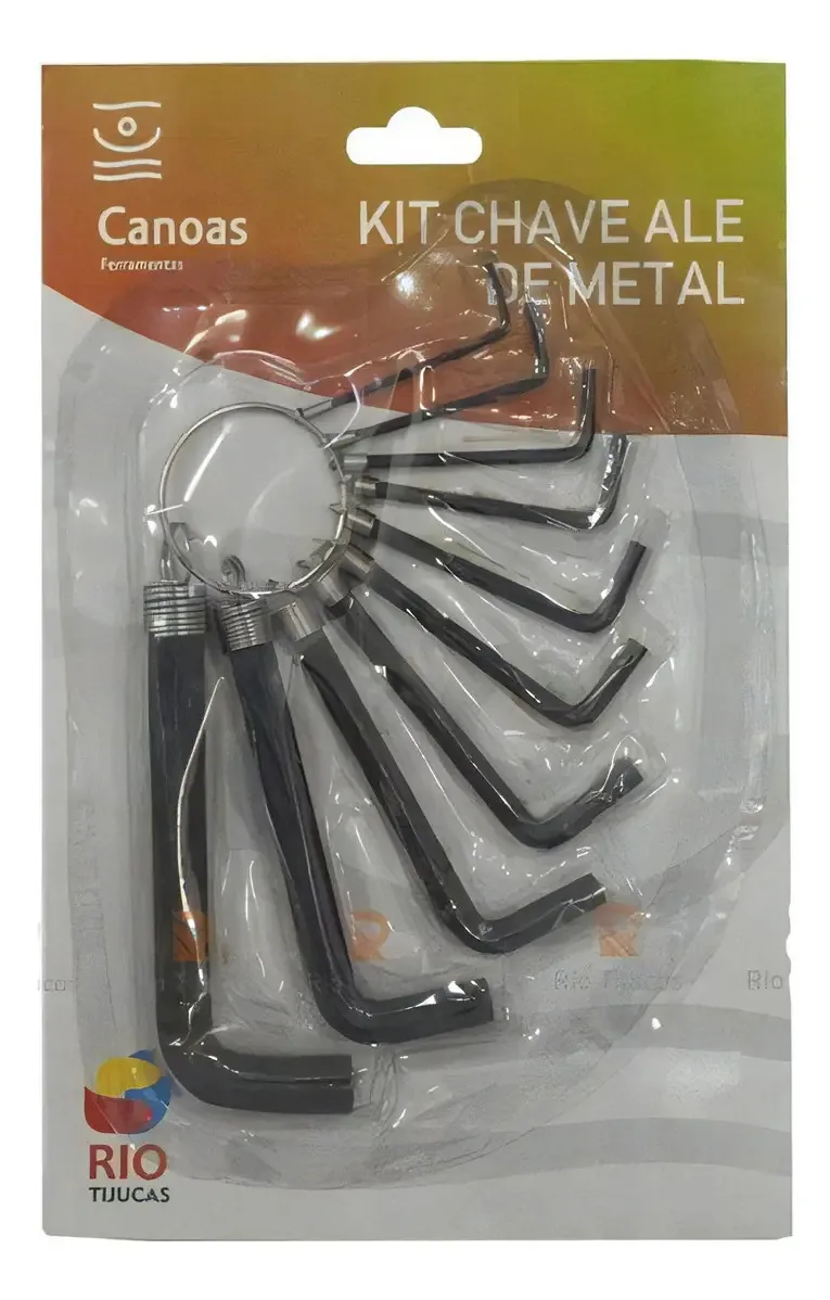 Kit Jogo Chave Allen Hexagonal 1,5mm a 10mm 10 Peças Canoas Ferramentas