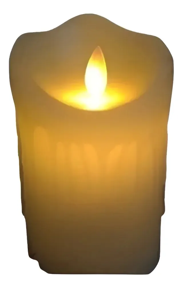 Vela Led Media Parafina Derretida Chama Viva 10 X 5.3 Cm Amarelo