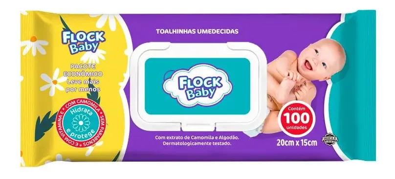 Toalhas Umedecidas Flock Baby Camomila 100 Unidades