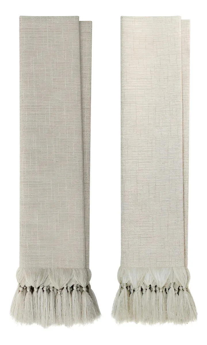 2 Mantas Decorativas Para Sofá Bege Cru 2,20m Jacquard Linho Tmdecor