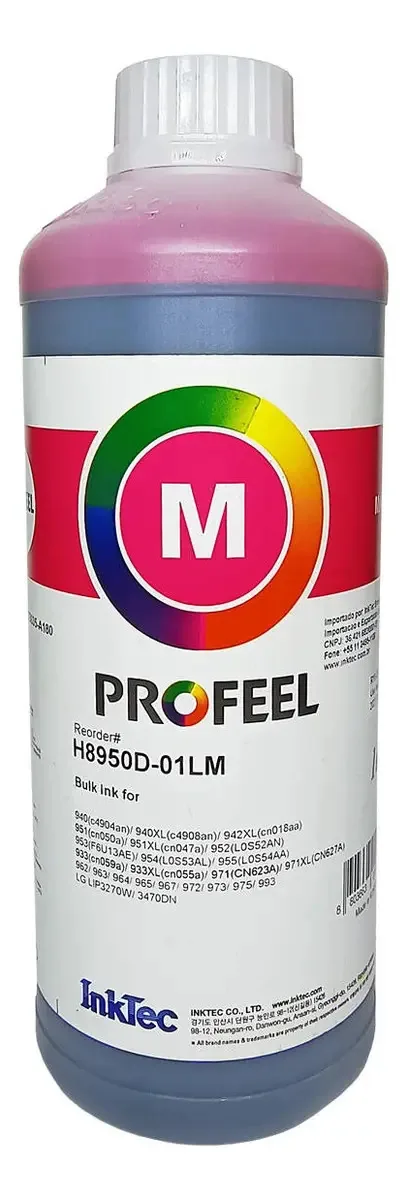 Tinta Corante Magenta 1L Profeel Inktec H8950D Impressoras 8600 8000
