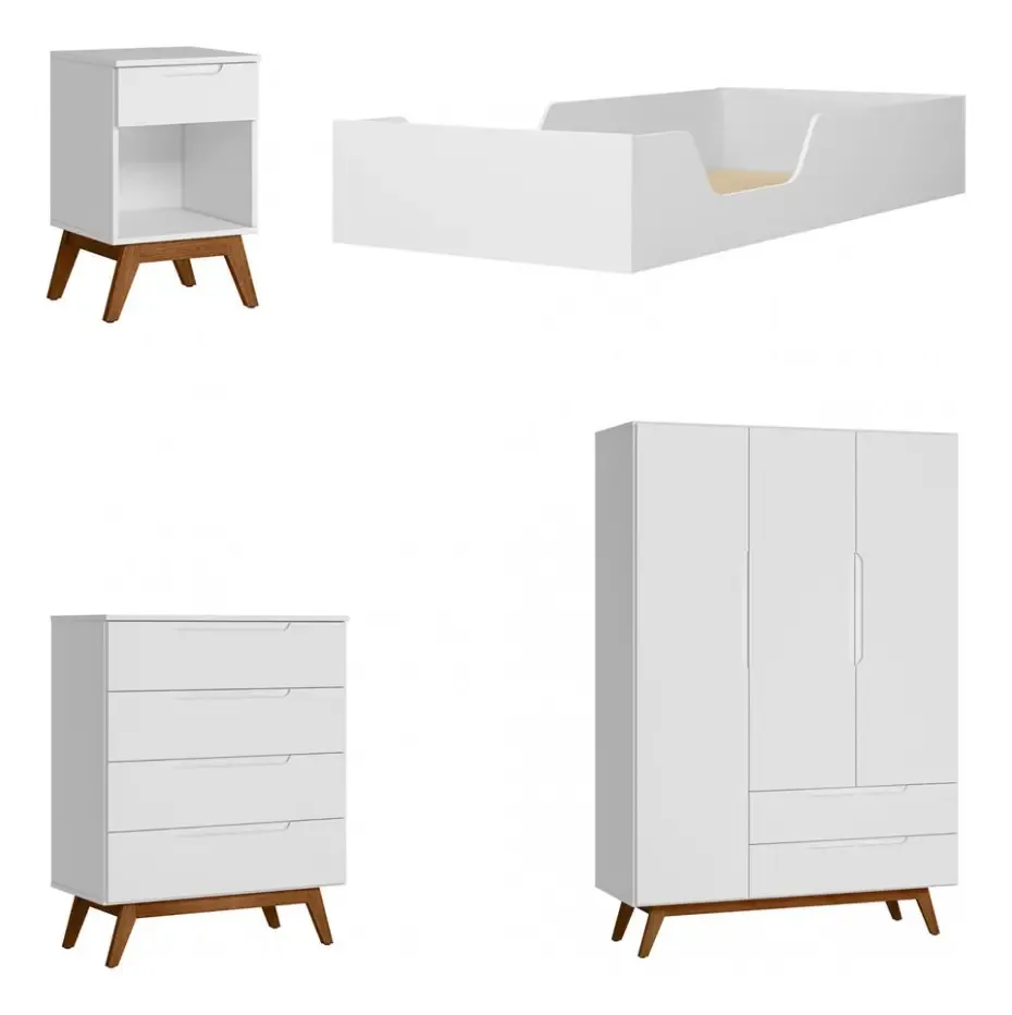 Quarto Infantil Completo Alpi 3 Portas 7 Gavetas Branco
