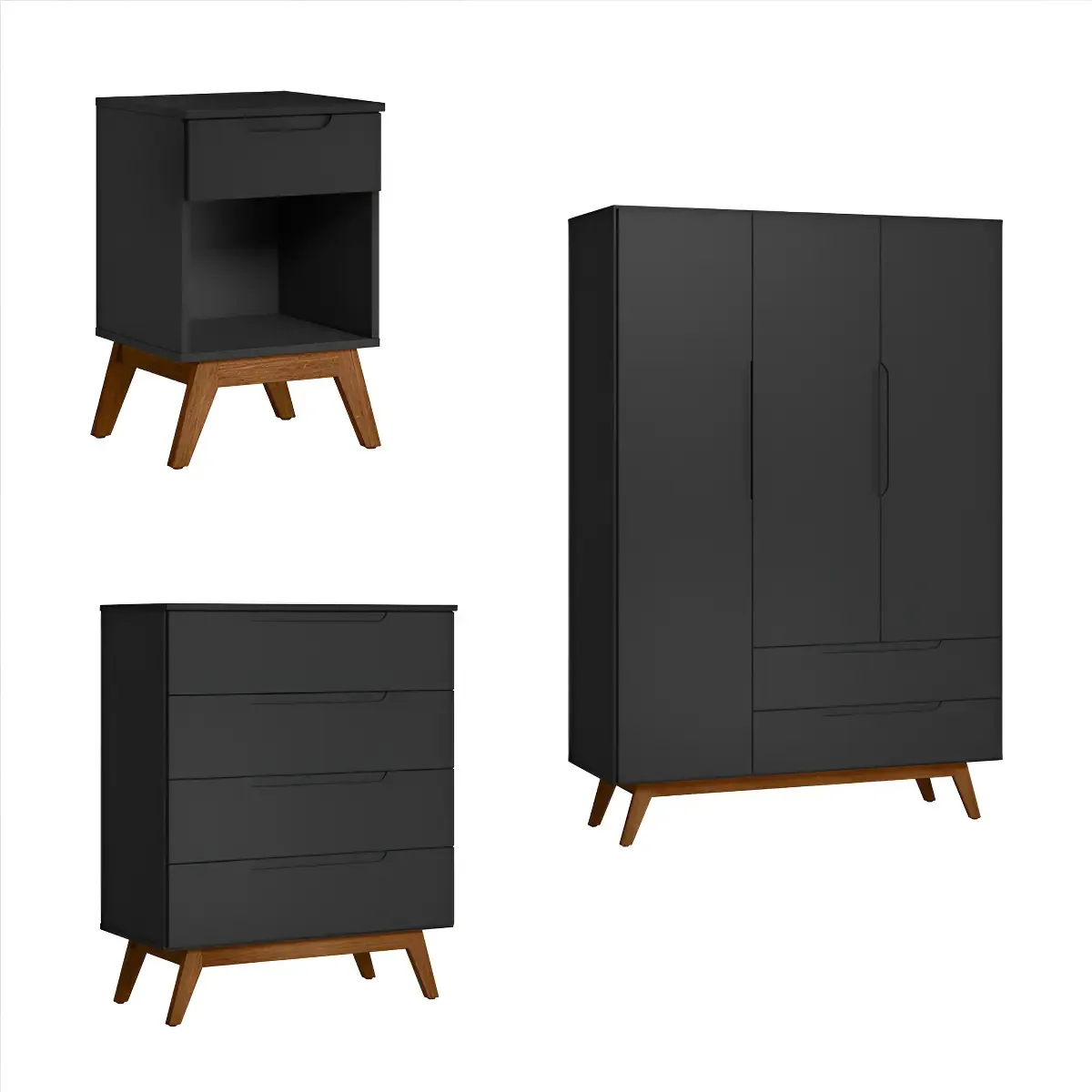 Conjunto Quarto Solteiro Alpi - Preto