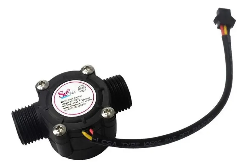 Sensor de Fluxo de Água 1/2" MJ YF-S201 30L/min Hall Arduino