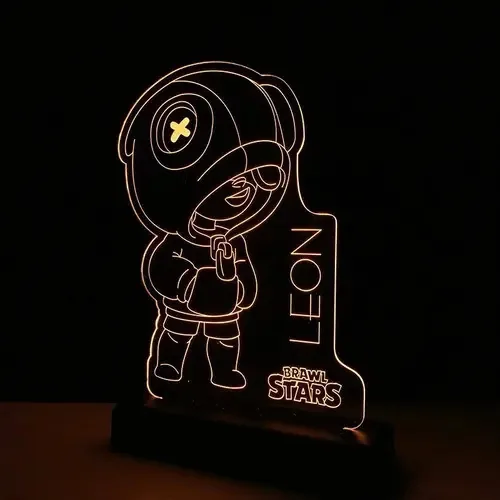 Abajur Luminária Brawl Stars Brawler Leon Led Cor Da Base Preto Cor Do Abajur Amarelo