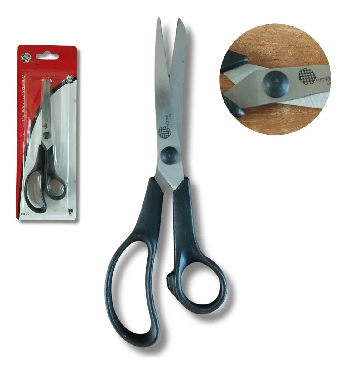 Tesoura 7 Polegadas Aço Inox P/ Carnes Frangos Papel Afiada Cor Cabo Preto