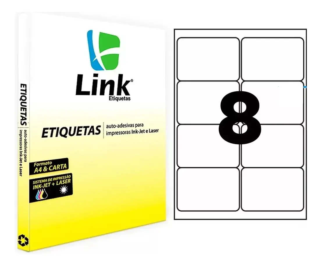 Etiquetas Adesivas Link Etiquetas® A4 800 Unidades 99,1mm X 67,7mm Branco