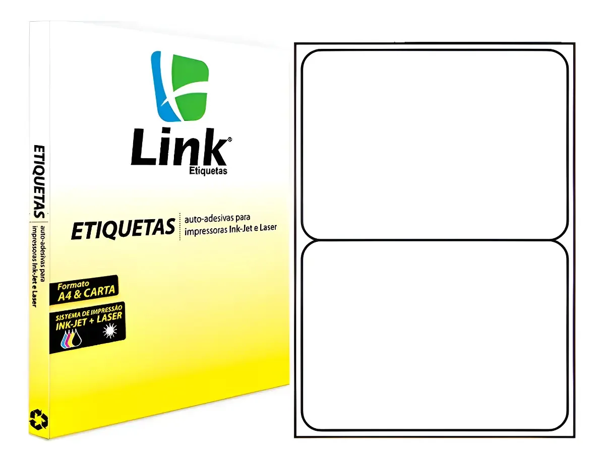 Etiquetas Adesivas A5 Link Etiquetas® 138,5mm X 98,0mm Inkjet Laser 200un