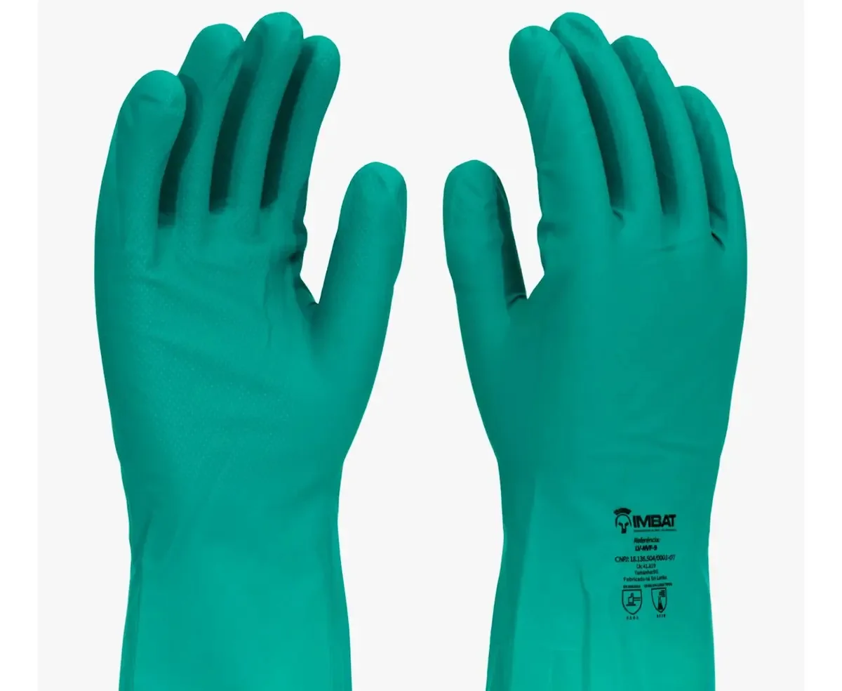Luva Nitrílica Verde C/forro Limpeza E Produtos Químicos Verde