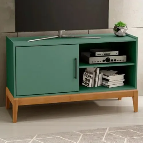 Rack Milão 1 Porta Verde/freijó - Finestra Móveis Cor Verde