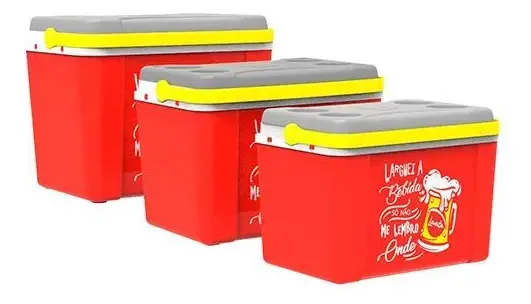 Combo 3 Caixas Térmicas 12l , 22l , 34 Litros Vermelho