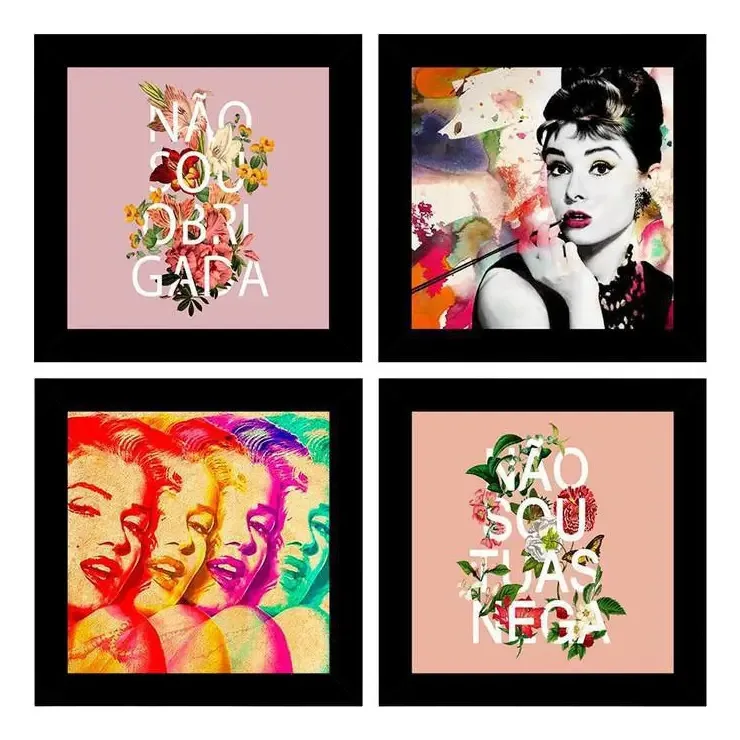 Quadros Decorativos 4 Quadros 19x19 Cm Cada Não Sou Obrigada