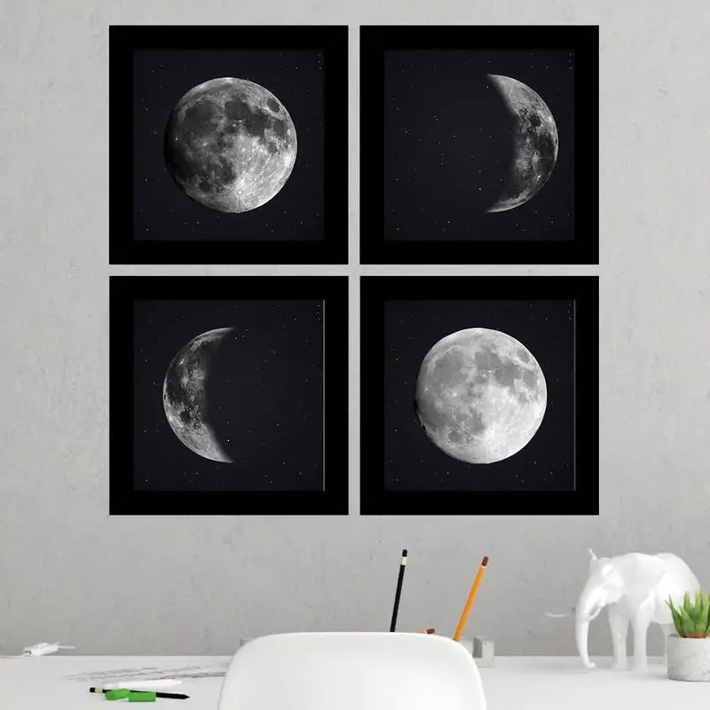 Quadros Decorativos 4 Quadros 19x19cm Cada Fases Da Lua