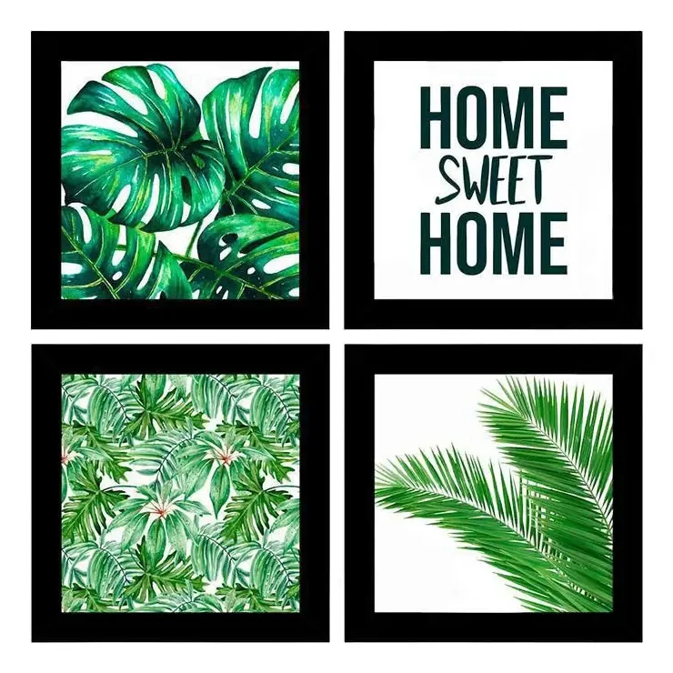 Quadros Decorativos 4 Quadros 19x19cm Cada Home Sweet Home