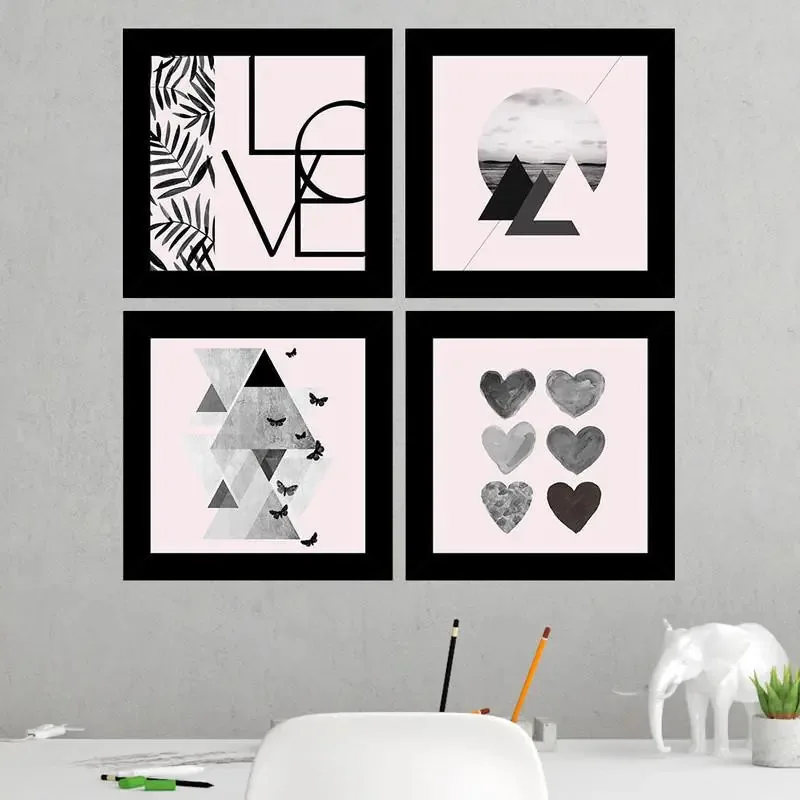 Quadros Decorativos 4 Quadros 19x19cm Cada Love Pássaros