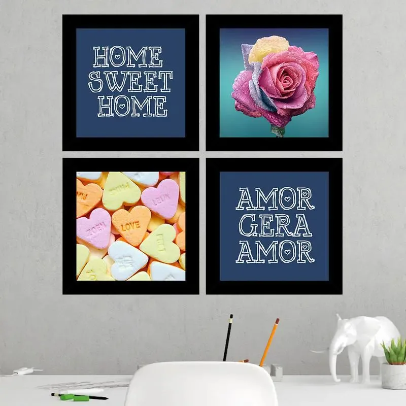 Quadros Decorativos 4 Quadros 19 X19 Cm Cada Amor Gera Amor