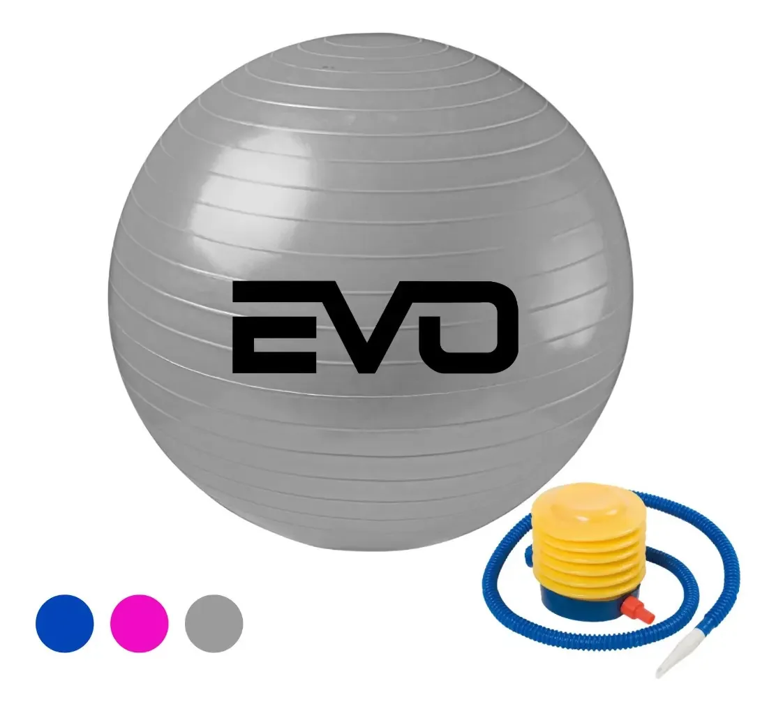 Bola de Pilates de 65 cm com Inflador para Yoga e Funcional da EVO