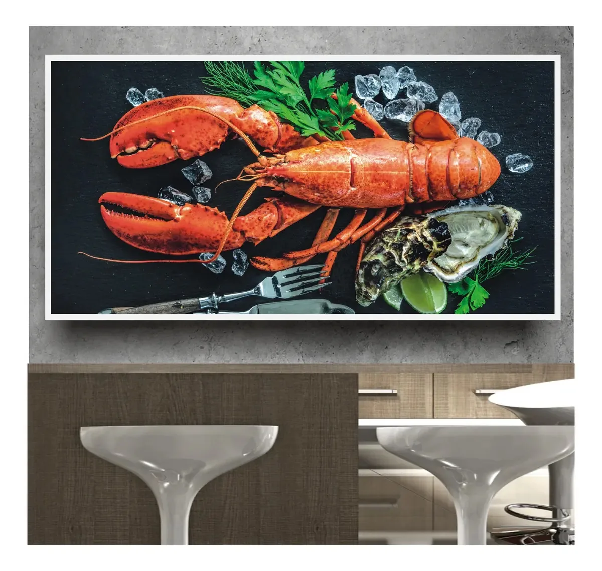 Adesivo De Parede Gourmet Lagosta Comida Frutos Do Mar S239