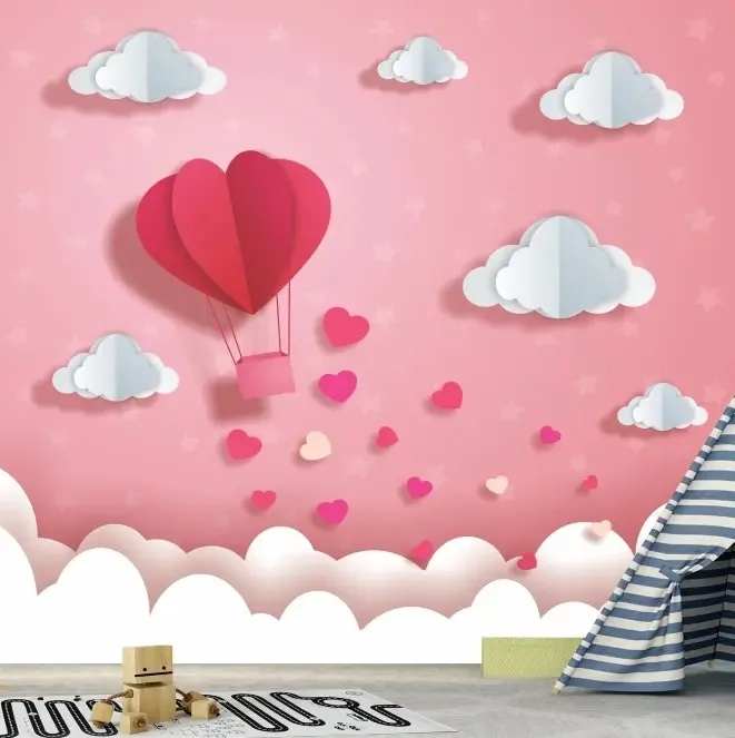 Adesivo Infantil Coração Papel Parede Menina Moderno Gg708 Cor Colorido