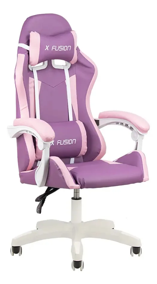 Cadeira Gamer Home Office Lilás Com Rosa