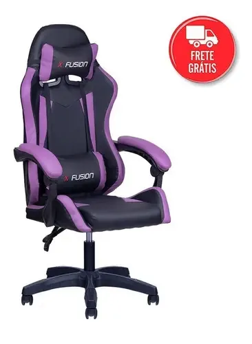 Cadeira Gamer Home Office Preta Com Roxo