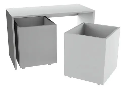 Escrivaninha Infantil 78x37cm Com 2 Baús Branco