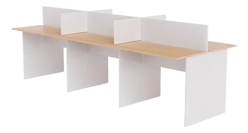 Estação De Trabalho 6 Lugares 360x120 Cor Legno salinas com bianco
