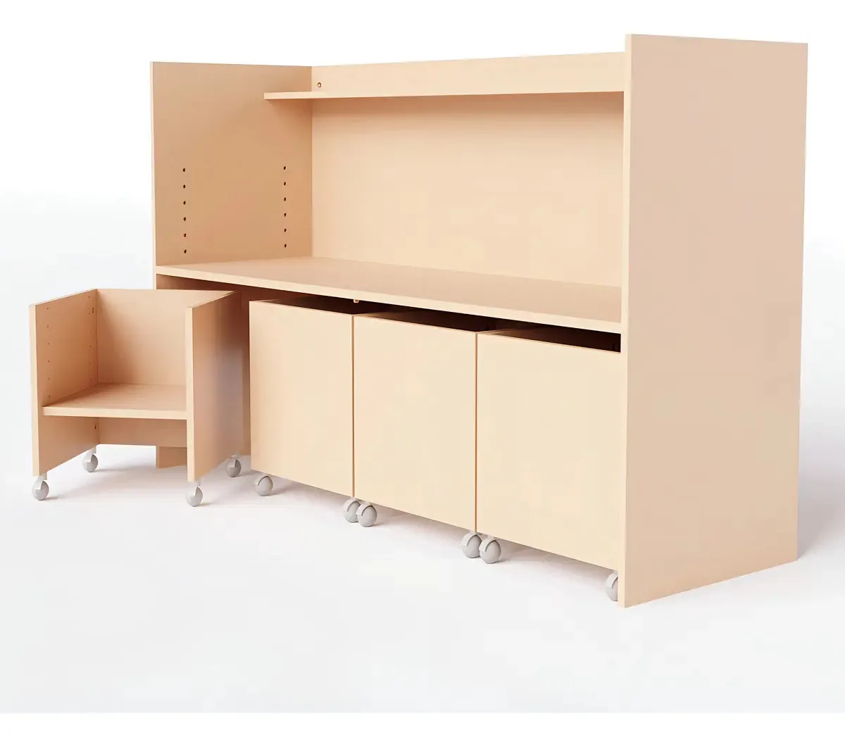 Mesa Com Regulagem De Altura 3 Baus E 1 Cadeira Rosa