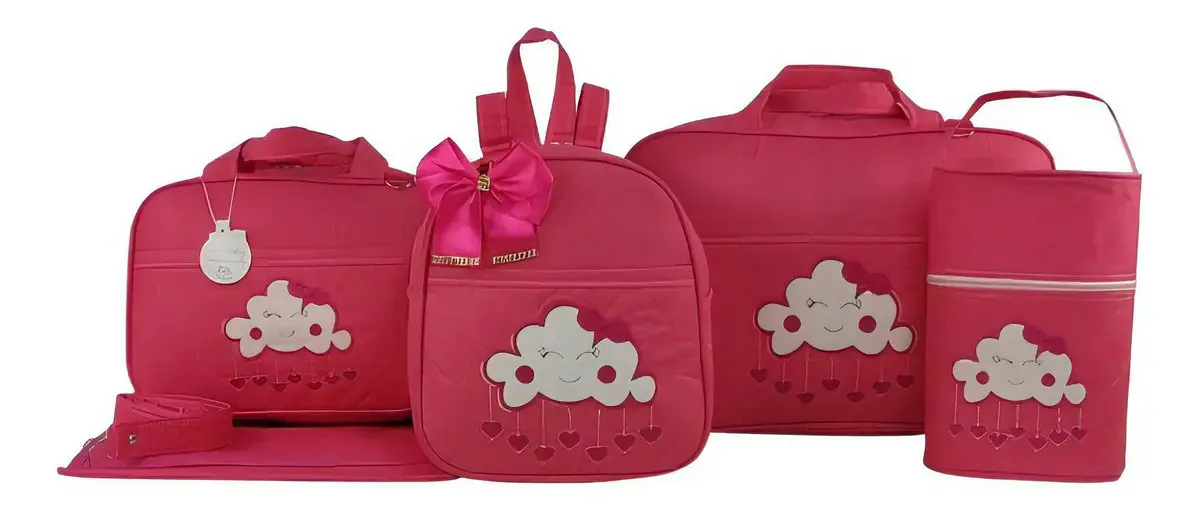 Kit Bolsa Maternidade 5 Pçs Nuvem Pink Menina Cor Pink