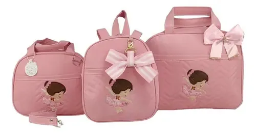 Bolsa Maternidade 3 Pçs Bailarina Rosa Menina