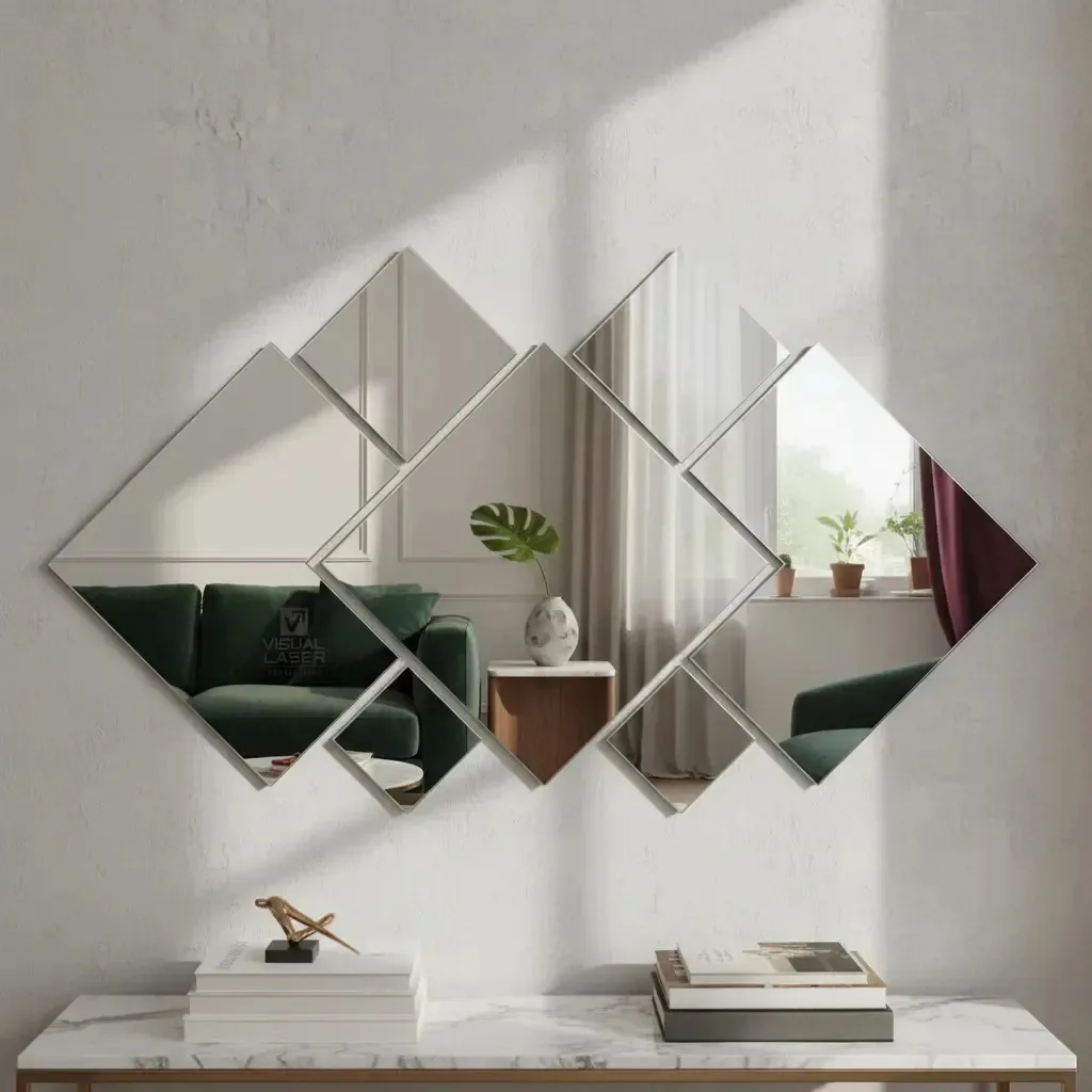 Espelho Decorativo Para Sala De Jantar Quadrados Variados Sem Moldura