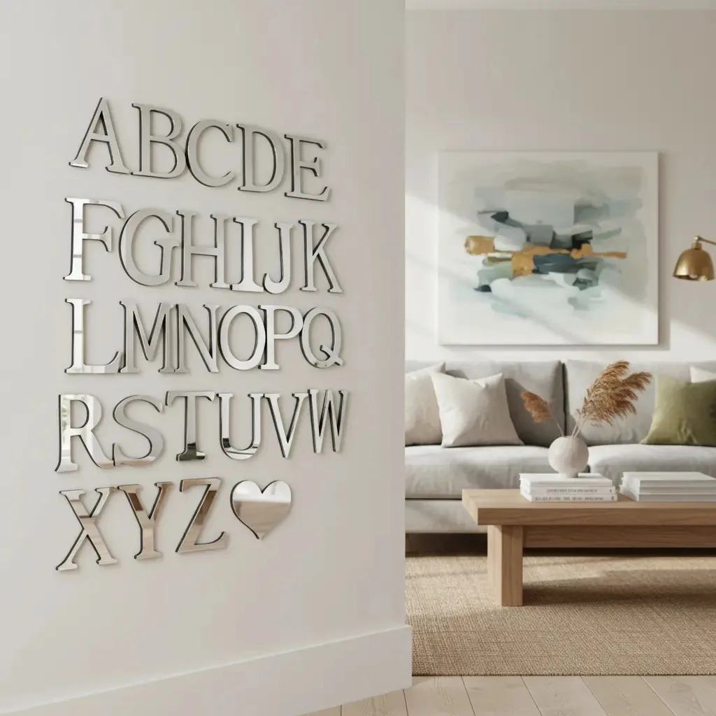 5 Letras Acrílico Espelhado 15cm Altura Transparente