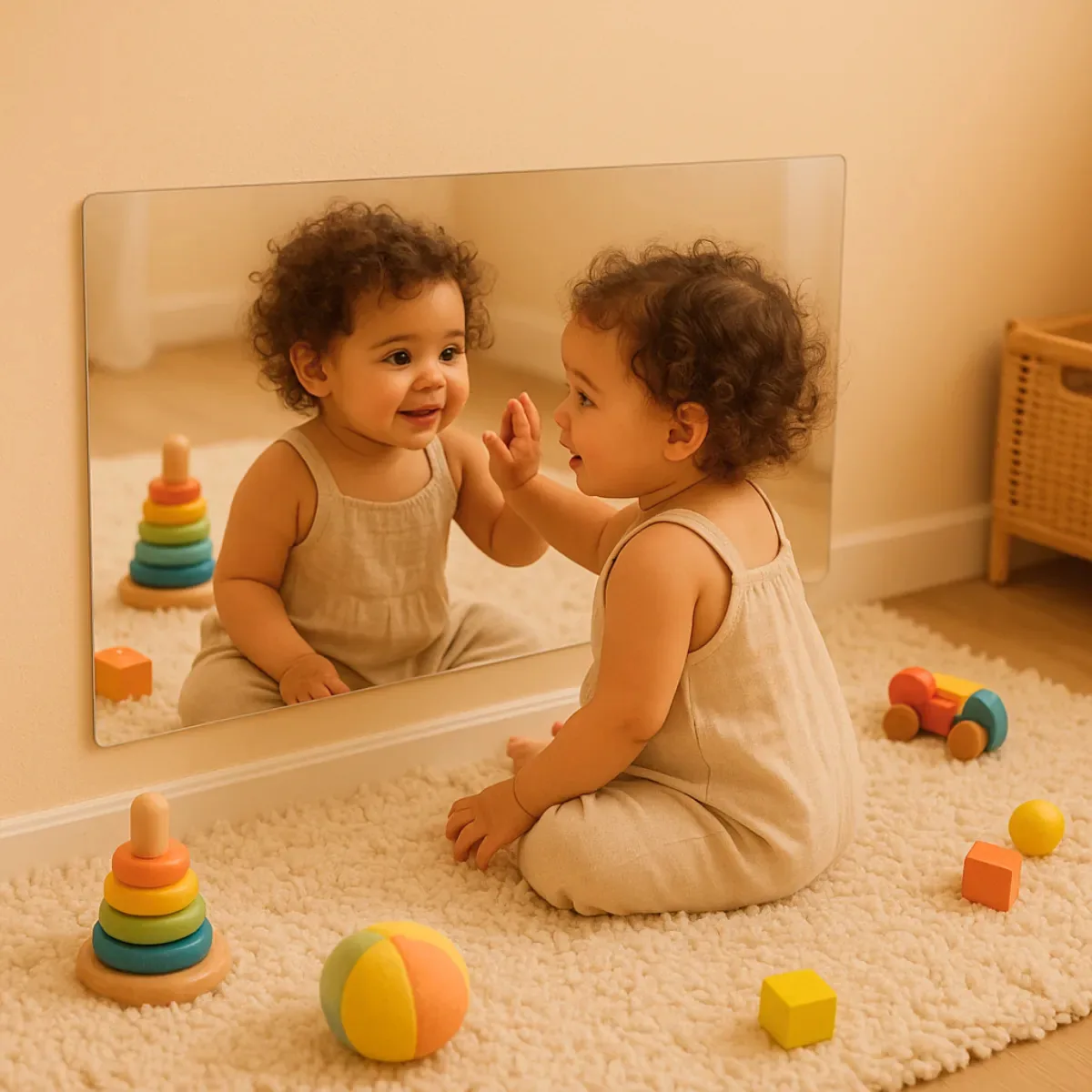 Espelho Acrílico Quarto Do Bebê Neném Montessoriano 80x50cm Sem Moldura