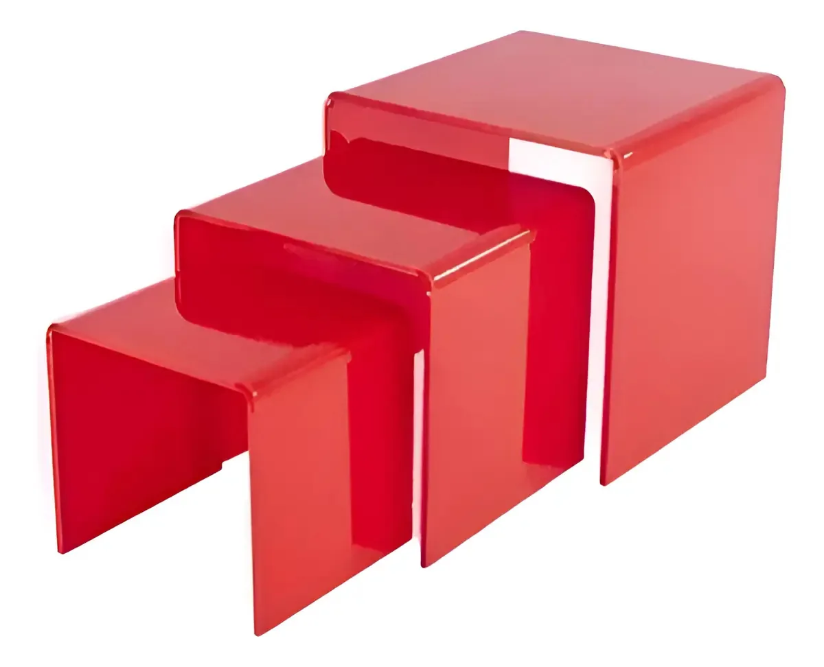 Prateleira Plataforma Para Vitrine Loja 3 Peças Kit Cor Vermelho