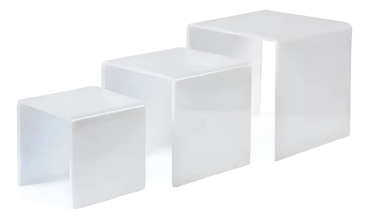 Prateleira Plataforma Para Vitrine Loja 3 Peças Kit Cor Branco