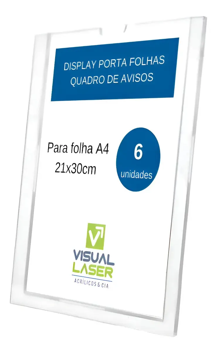 Display De Parede Acrílico A4 Porta Folha 21x30cm 6p Similar