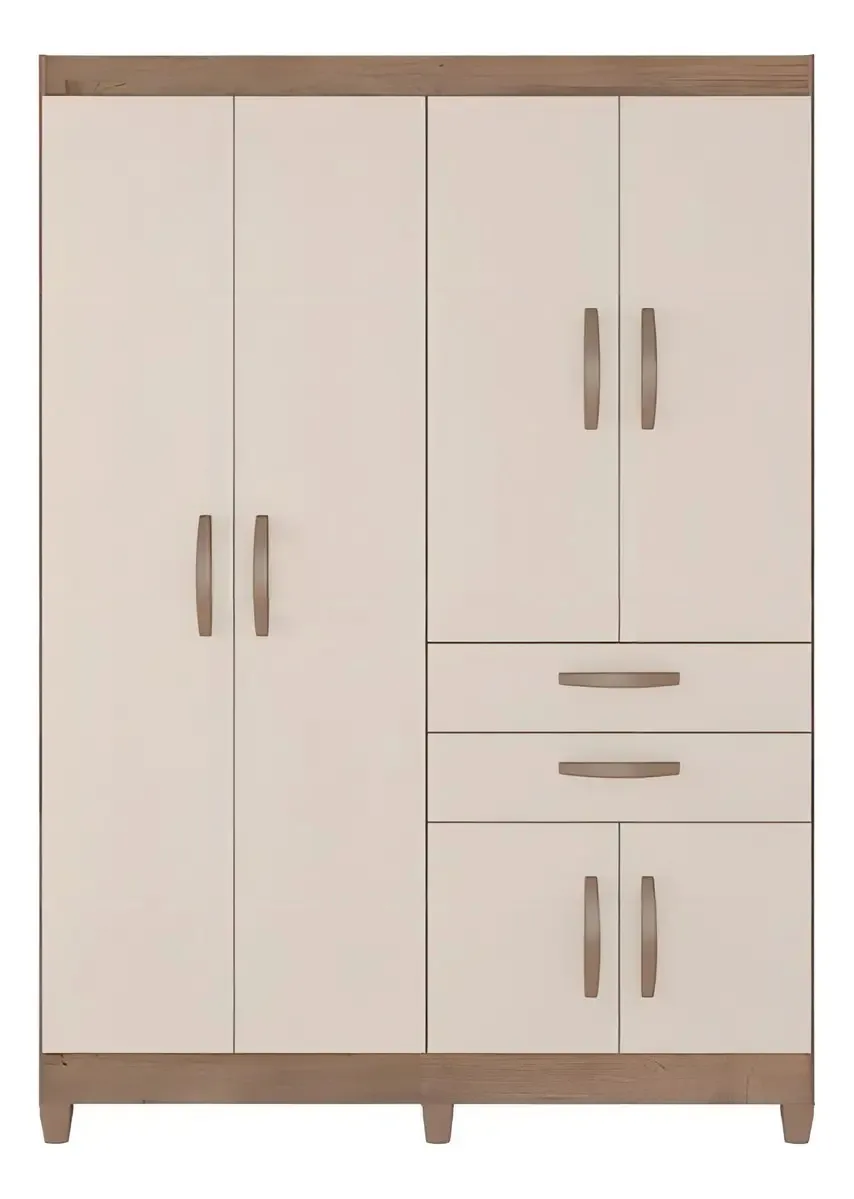 Guarda-roupa Em Mdp, 6 Portas, 2 Gavetas - Mundo