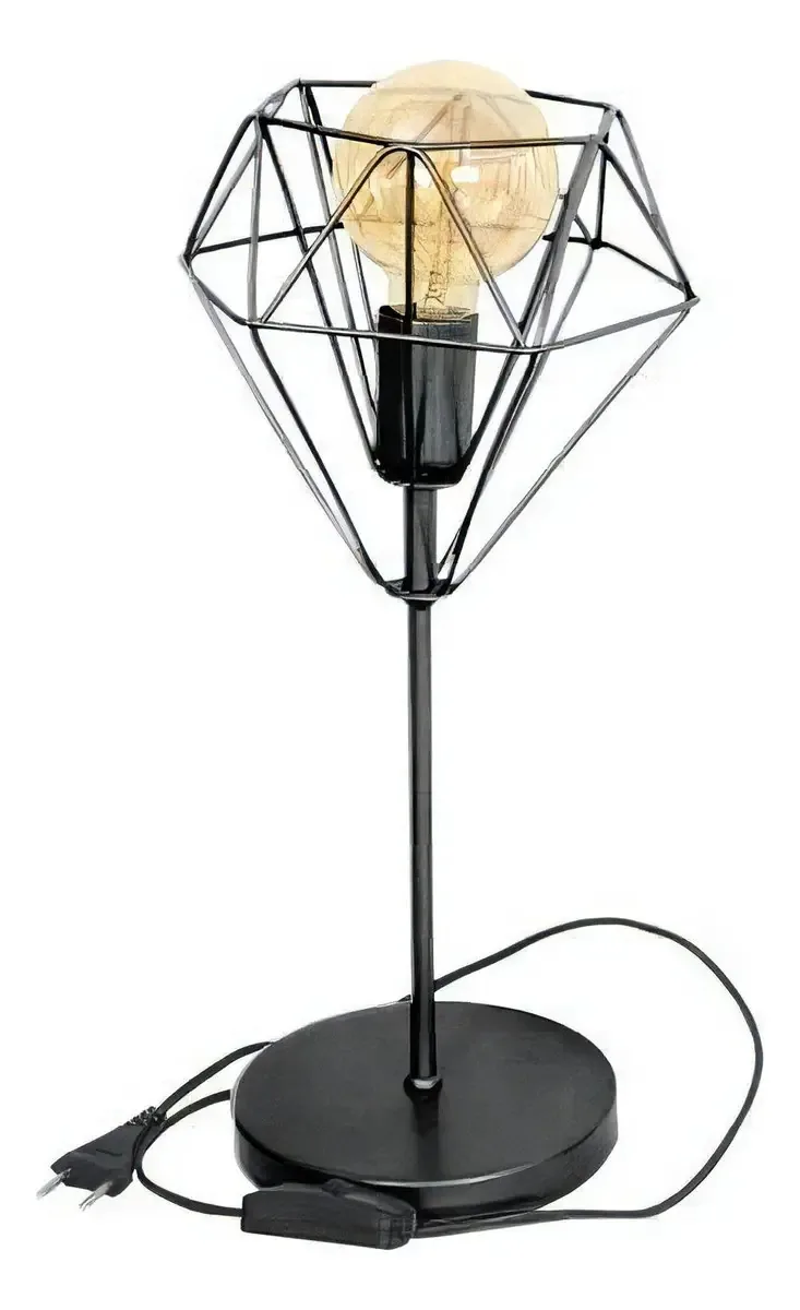 Abajur Aramado Pirâmide Preto - 47cm - Aço