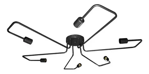 Lustre 486 Retrô Para 6 Lâmpadas Preto