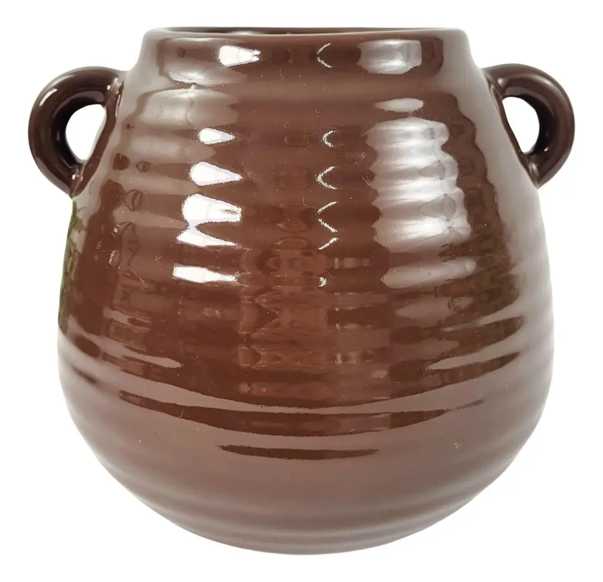Vaso Decorativo Marrom Com Alça 19x20cm