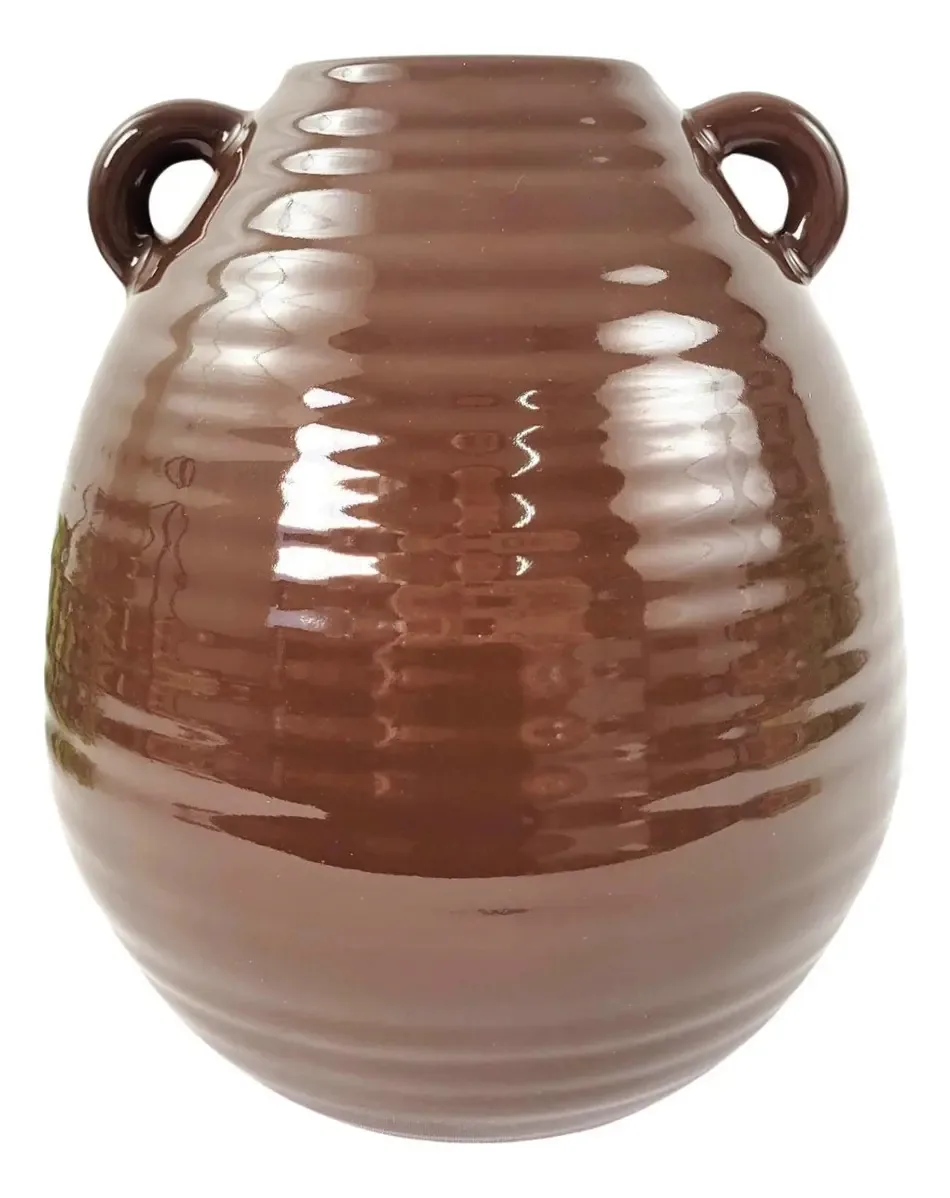 Vaso Decorativo Marrom Com Alça 25x22cm