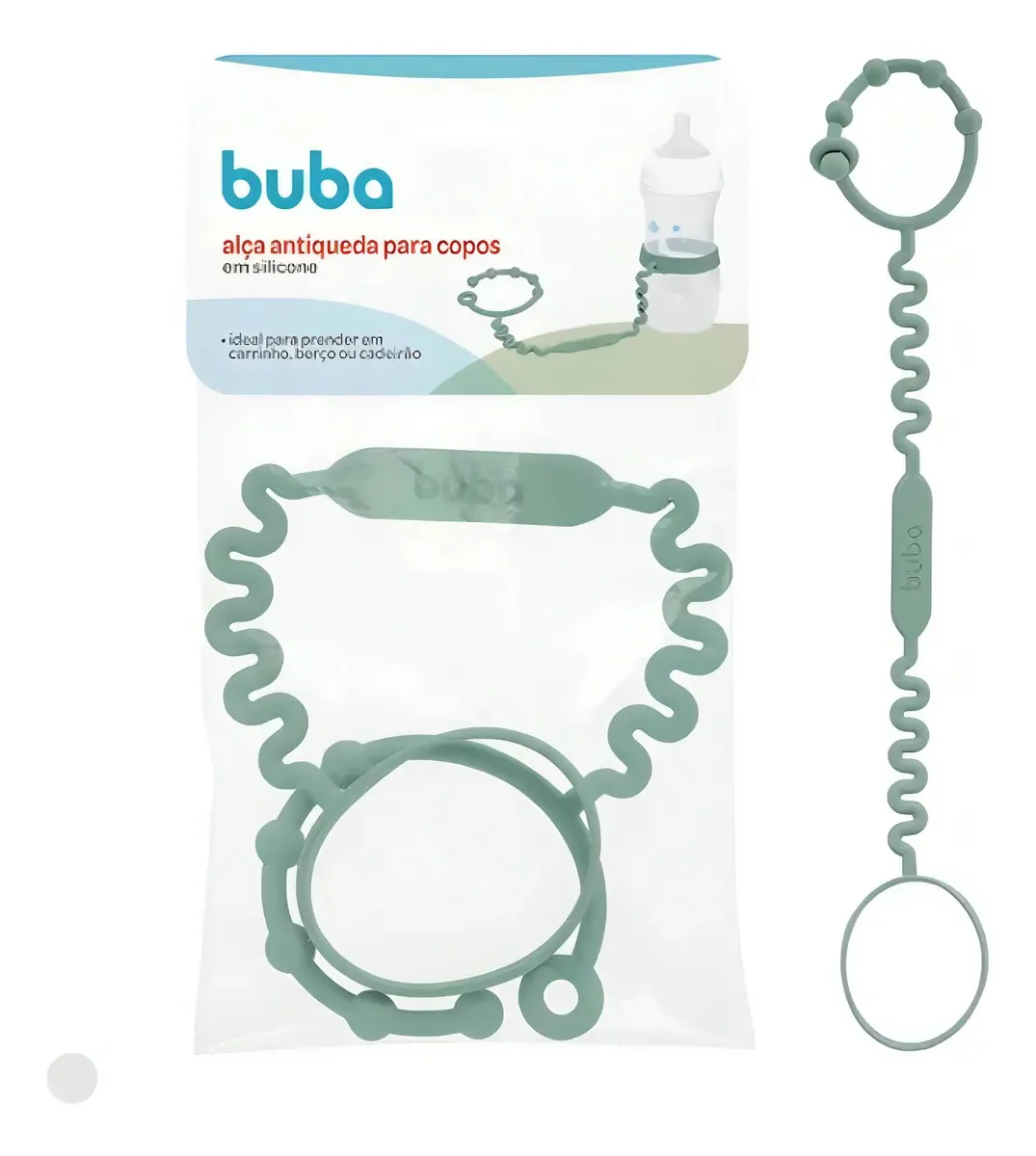 Prendedor De Chupeta, Copos E Brinqs. Em Silicone Verde Buba