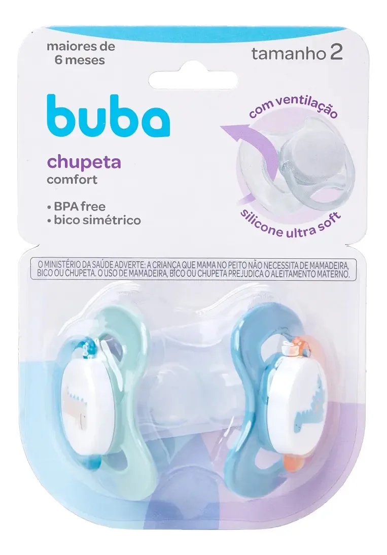 Chupeta Buba Comfort T2 Magic Dino 2un