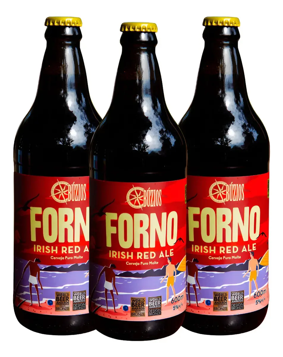 Kit 3 Cervejas Forno Irish Red Ale 600ml Cervejaria Búzios Artesanal